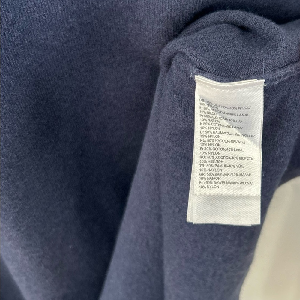 The North Face Men’s 1/4 Zip Sweater Large Navy Wool Blend Pullover - Picture 6 of 6